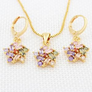 Conjunto de Joyería de Moda de Dubái, Aretes y Colgante, Chapado en Oro de 18k, para Damas - Product Image 1