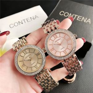 Reloj de aleación con piedras de diamante para mujer, reloj plateado con diamantes de imitación, esfera con números romanos, pulsera de acero inoxidable, reloj de cuarzo de lujo para mujer - Product Image 6