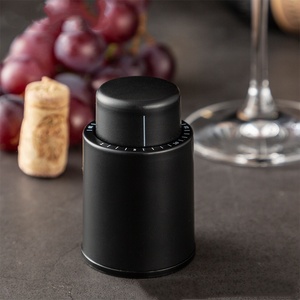 Bouchon de bouteille de vin sous vide en gros, style poussoir, pour conservation scellée, outils de bar noirs - Product Image 3