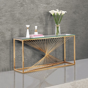 Glass French Metal <strong>Legs</strong> Gold <strong>Console</strong> <strong>Table</strong> - Product Image 1