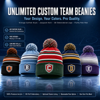 Bonnets personnalisés pour équipes de hockey avec pompon, chapeaux en tricot avec logo d'équipe brodé en 3D, bonnets d'hiver à revers pour les fans, cadeaux d'équipe, Noël