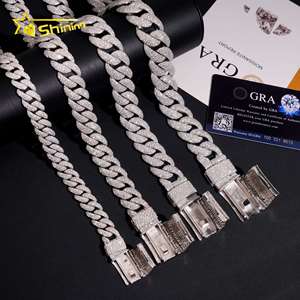 <span class=keywords><strong>Catena</strong></span> Cuban Link di Lusso Miami 12mm 15mm 18mm 20mm in <span class=keywords><strong>Argento</strong></span> Massiccio <span class=keywords><strong>925</strong></span> con Moissanite che Supera il Test del Tester, Stile Iced Out - Product Image 5