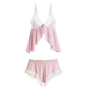 Pijamas curtos de verão sexy para mulheres, top de seda gelada e shorts, conjunto de pijamas para casa GR941 - Product Image 5