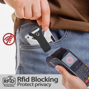 Slim Minimalist Aluminum Credit Card Holder ID Window Cash Clip <b>RFID</b> <b>Blocking</b> <b>Wallet</b> 10mm Thick No Closure Custom Logo - Product Image 4