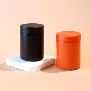 Pot en verre transparent noir et blanc de 4 oz avec couvercle résistant aux enfants - Product Image 1