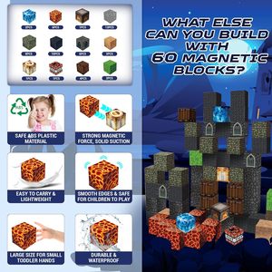 New Nhựa Khối Từ Tính 60Pcs Xây Dựng Lâu Đài Tối Thế Giới Thiết Lập Montessori Gốc Cảm Giác Đồ Chơi Chàng Trai Cô Gái OEM 2.5Cm - Product Image 4