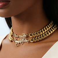 Custom Name Personalized Link Chain Necklace Gold Plated 8mm Thick Stainless Steel Choker Necklace Jewelry Gift