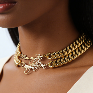 <span class=keywords><strong>Collana</strong></span> con Catena Personalizzata con Nome, Placcata in <span class=keywords><strong>Oro</strong></span>, Spessore 8mm, in Acciaio Inossidabile, Gioiello Regalo - Product Image 2