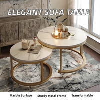 Table basse de salon élégante de style moderne Baotian avec plateau en marbre et structure en métal convertible pour usage domestique Garantie 1 an