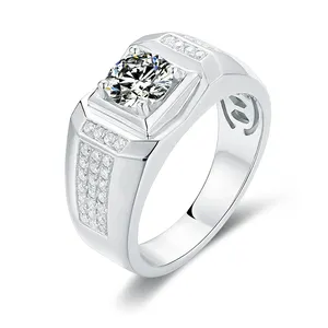 奢华西方珠宝小指订婚钻石925纯银VVS莫桑石戒指