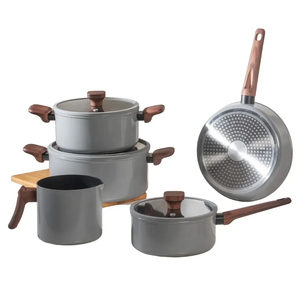 Offre Spéciale : Ensemble de 8 Ustensiles de Cuisine en Céramique Antiadhésifs avec Poignées en Bakélite et Couvercles en Verre Silicone Doux au Toucher - Product Image 1