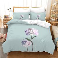 Impression florale numérique 3D sur tissu brossé |   Ensemble de literie 3 pièces en polyester doux 90 g/m², nouveauté 2026