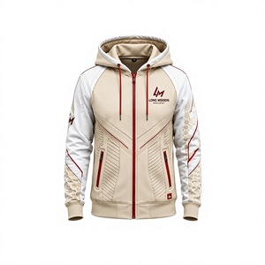 Veste polaire à capuche pour homme Long Mission, manches raglan, fermeture éclair, respirante, coupe classique, 100% coton, vêtements d'hiver - Product Image 4