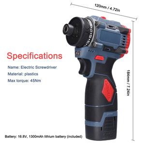 Perceuse-<span class=keywords><strong>visseuse</strong></span> à chocs <span class=keywords><strong>sans</strong></span> balais 16,8 V à charge rapide pour usage domestique, vitesse variable, sur batterie - Product Image 2