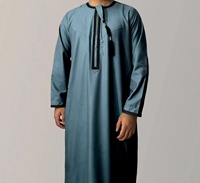 Nouvelle Robe Islamique Modeste Arabe Jubbah/Thobe pour Hommes avec Poches Couleur Unie Fermeture Éclair sur le Devant M0066