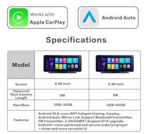 Android10 6.86 pouces Mp5 Écran intelligent dans le véhicule Carplay <span class=keywords><strong>Android</strong></span> Auto Internet Car <span class=keywords><strong>Android</strong></span> Mp5 - Product Image 4