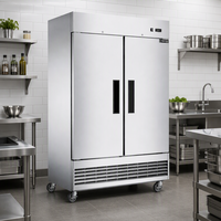 Réfrigérateur commercial électrique Wetruth à double porte, en acier inoxydable, homologué ETL, réfrigérateur vertical automatique