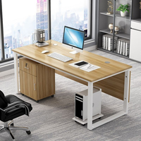 Escritorio de Oficina de Madera 2024 y Combinación de Silla de Escritorio para Computadora, Escritorio de Oficina Moderno y Simple, Escritorio de Jefe con Archivador, Una Mesa Sencilla
