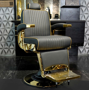 Fauteuil de Barbier Vintage Robuste Hydraulique Inclinable en Cuir Noir Rétro pour Hommes Salon de Coiffure - Product Image 4