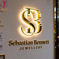 Vente chaude : Enseigne LED lumineuse 3D personnalisée pour extérieur, en métal inoxydable rétroéclairé, pour devanture de magasin, logo commercial