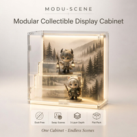 Vitrine de présentation modulaire personnalisée en acrylique avec porte magnétique à bascule, 3 niveaux, anti-poussière, avec éclairage LED
