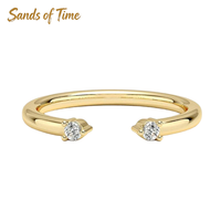 Anillo Abierto de Moissanita para Mujer, Plata de Ley 925, Chapado en Oro de 9K, Dos Piedras, Joyería de Moda, Venta al por Mayor de Fábrica Personalizada