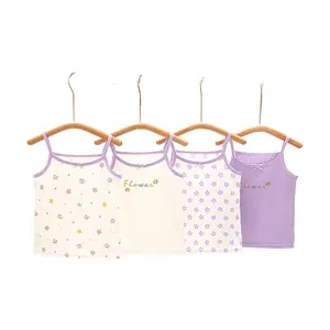 Summer Spaghetti strap tank top Girl Camisole Kids Underwear Girls Boys Tanks Tops Children flower Undershirt Sleeveless Vest