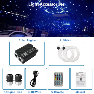 Lumières LED pour toit de voiture 16w + Météores 800+200pcs Fibres de 0,75 mm avec roue clignotante pour décoration intérieure de coffre de voiture, plafond de pièce, karaoké - Product Image 6