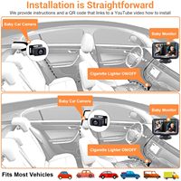 Moniteur de voiture HD 1080P pour bébé, installation facile en 3 minutes, caméra pour siège orienté vers l'arrière avec vision nocturne, écran anti-reflet, vue large