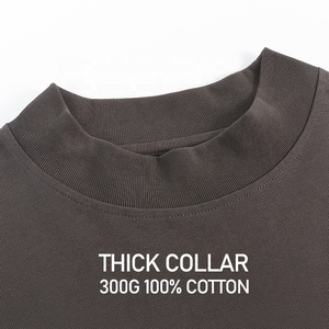 300g Heavyweight Hip Hop Loose Thick Collar Boxy Fit <b>Tshirt</b> Custom High Quality Oversized t Shirt for Men - Product Image 4