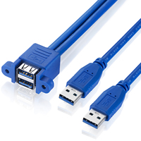 Kabel Extender Pria Ke Wanita, USB 3.0 Tipe Motherboard Panel Dudukan Dua Port