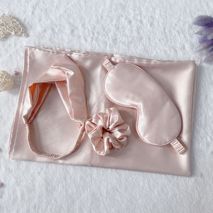 Hot Sell Private Package Satin <strong>Silk</strong> Pillow case Eye Mask Sleep Set - Product Image 3