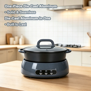 Nouvelle Conception 2026 – Marmite Électrique Détachable 1500W, Contrôle 3 Vitesses, 5L, Antiadhésive en Aluminium Moulé Sous Pression, Cuisinière Domestique en Verre Trempé - Product Image 2