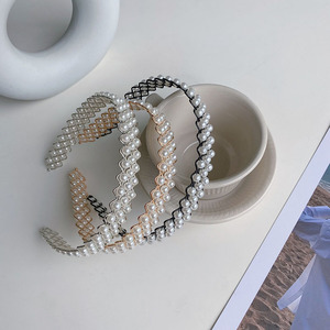 Mode coréenne perle cheveux cerceau ficelle tresse paquet de cheveux fins croisé Europe et amérique cheveux grotets vague <span class=keywords><strong>visage</strong></span> - Product Image 4
