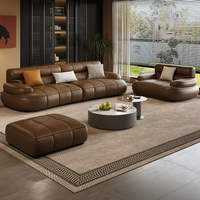 Meubles de bureau modernes de style italien, ensemble de canapés en cuir, design contemporain en bois pour le salon