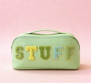 Trousse de Maquillage Suspendue en PU Grande Capacité de Haute Qualité avec Fermeture Éclair pour Sac de Voyage, Organisateur Portable pour Coussin, Style Preppy en Chenille avec Lettres pour Femme - Product Image 2