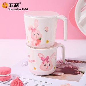Assiette compartimentée en mélamine Wuhe pour enfants, motif lapin mignon, bol de dessin animé pour bébé, bol pour aliments complémentaires, cuillère et tasse - Product Image 4