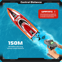 Barco teledirigido Flytec V003 2.4G de alta velocidad 25km/h, escala 1:16, alcance de 150m, refrigeración por agua, auto-nivelante, luz LED, control remoto
