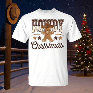 T-shirt Howdy Christmas Gingerbread Western Cowboy, design Rodeo Holiday - Product Image 1