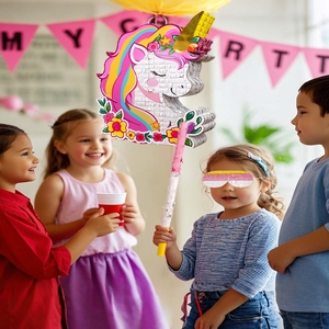<span class=keywords><strong>Pinata</strong></span> licorne pour anniversaire fille <span class=keywords><strong>princesse</strong></span> fête <span class=keywords><strong>Pinata</strong></span> avec bâton en bois bandeau et confettis arc-en-ciel licorne décoration d'anniversaire - Product Image 6