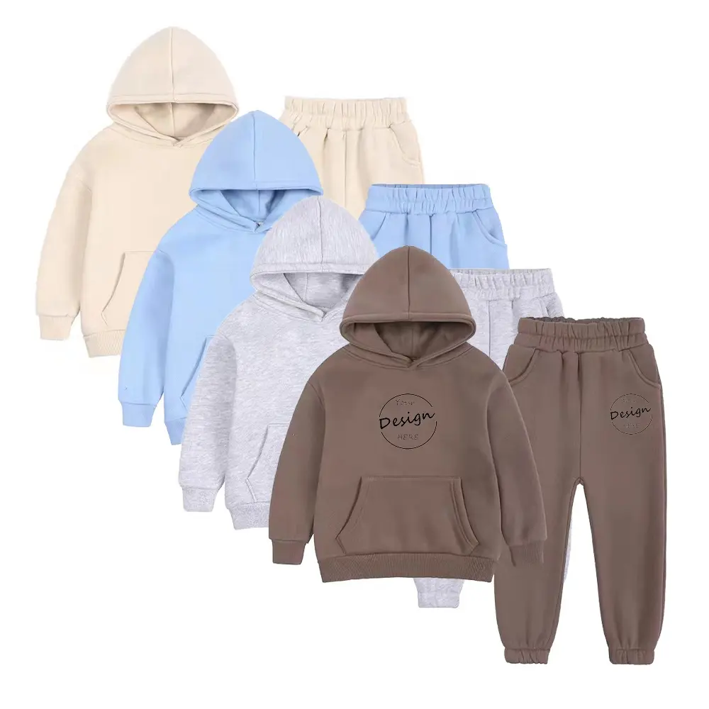 JL-12061 Custom Kids Sweatsuits Fall Sets Clothing Winter Soft Cotton Sweatpants And Hoodie Set For Kids