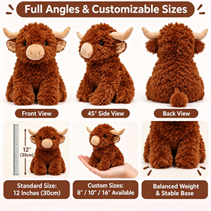 Peluche de <span class=keywords><strong>vache</strong></span> des Highlands lestée, 16 pouces de haut, douce et adorable, pour bébés de 0 à 24 mois, fabriquée en Chine, cadeau et décoration - Product Image 3