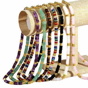 Collier à perles plaqué or avec chaîne en pierres de cristal colorées, bijou bohème pour femme, cadeau - Product Image 1