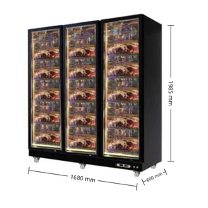 NE-326 Secador de Carne de Res de Gran Tamaño con Tres Puertas de Vidrio Integradas en la Pared, Secador de Carne Comercial de Lujo para Restaurantes con Ganchos - Product Image 1