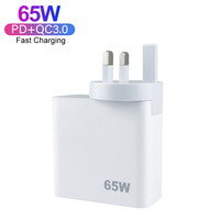 Chargeur Super Rapide 65W GaN à Double Port PD 3.0 USB C, Adaptateur Secteur Type C 65W pour Téléphone Portable, Ordinateur Portable et Tablette