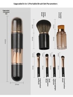 Pinceau de maquillage rétractable double face 6-en-1 avec logo personnalisé, mini pinceau cosmétique portable, fibres synthétiques, pinceaux de maquillage pour le visage et les yeux