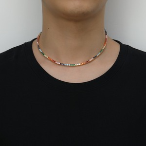 공장 직판 진짜 금 도금 힙합 황동 싱글 로우 컬러풀 지르콘 테니스 체인 목걸이 - Product Image 2