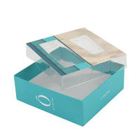 Caja de Regalo de Papel Personalizada, Elegante, Rígida, Brillante, Naranja, Cuadrada/Rectangular, con Tapa y Base, para Almacenamiento, con Ventana Transparente de PVC