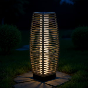 Lampe solaire LED d'extérieur, étanche IP65, en bambou, pour jardin, marche/arrêt automatique, grande taille, 2700K, blanc chaud - Product Image 2