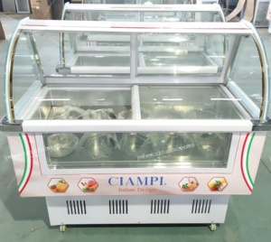 <span class=keywords><strong>Vitrine</strong></span> réfrigérée professionnelle pour gelato avec fenêtre en verre transparent - <span class=keywords><strong>Vitrine</strong></span> pour glaces italiennes / yaourts / barres glacées - Product Image 2